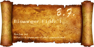 Biswanger Fidél névjegykártya